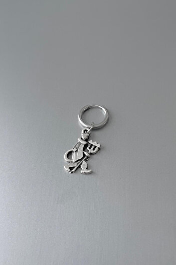 Jaida Moda Unisex Silver New Year Grim Reaper Halloween Dangle Steel Hoop Earrings