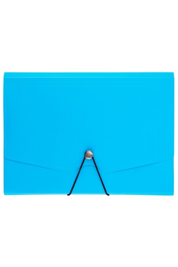 Bigpoint Lotte Gusseted File with 13 Pockets Elasticated A4 Transparent Blue