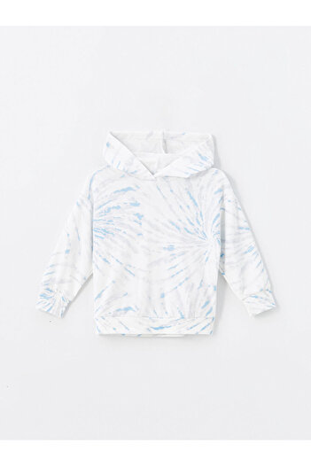 LC Waikiki Hooded Tie-Dye Patterned Long Sleeve Girl's Sweatshirt