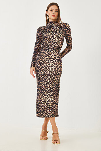 Bianco Lucci Dámské šaty Madi s leopardím vzorem 60251846