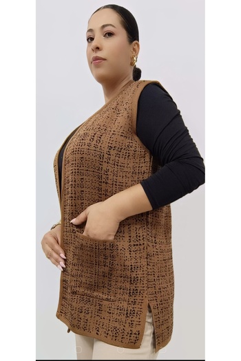 AKŞEN GİYİM mother Design - Steel mesh Spreader, sand Pattern, Two PocKets and Two Colors Short vest