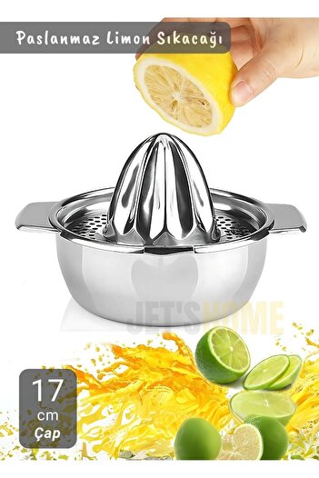 Jet's Home 17 cm Chrome Lemon Citrus Stainless Juicer - Orange Juicer