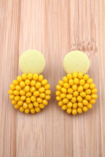 mos&more Textured Yellow Earrings with Cutout Beads