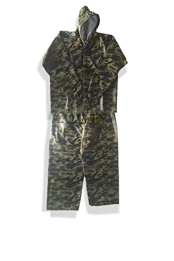 CAPTAIN Camouflage Patterned Hooded Zippered PVC Raincoat