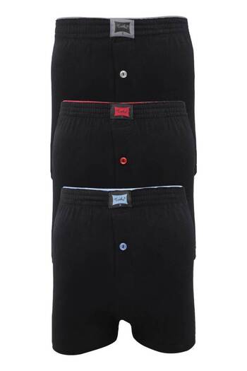 Tutku Black Combed Cotton Plain Boxer 117 - Pack of 3