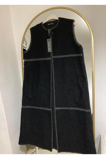 Madamemoda Long Boucle Fabric Women's Vest