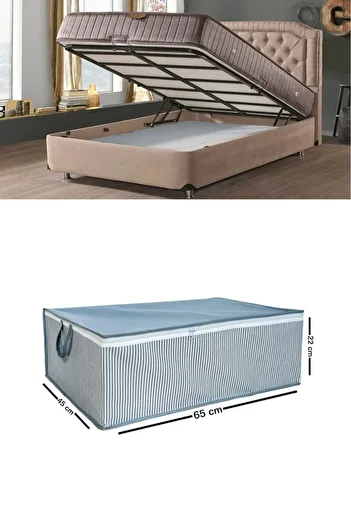 Spartek home textile 8 Pieces Striped Base Type Hurc Base Six Large Size Storage Hurc 65 X 45 X 22 cm Etkin?Ci?Home 0008