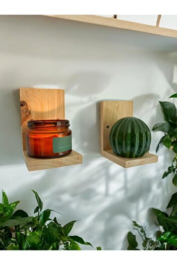 MisBoho Minimalist Ahşap Mini Duvar Rafı Seti – 2'li Set, 15x10 cm