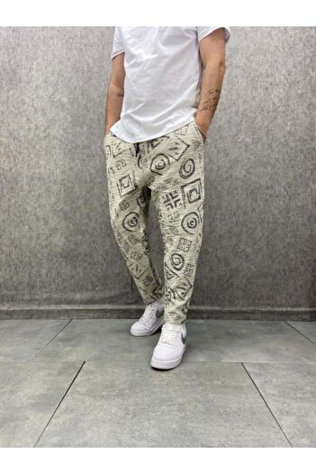 FıttingRoom Aztec Pattern Baggy Trousers with Elastic Waist