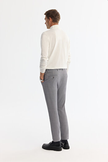 Avva Erkek Gri Yandan Cepli Dokulu Bi-Stretch Slim Fit Pantolon A42Y3211