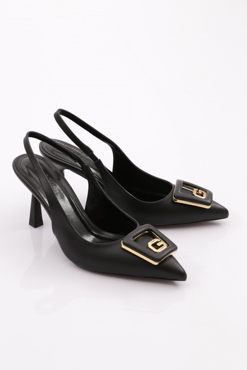 DGN Women's Letter g Buckle Heeled Shoes Black 818321085