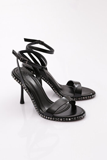 DGN 2414 Model Stone Detailed Women's Evening Dress Heeled Shoes