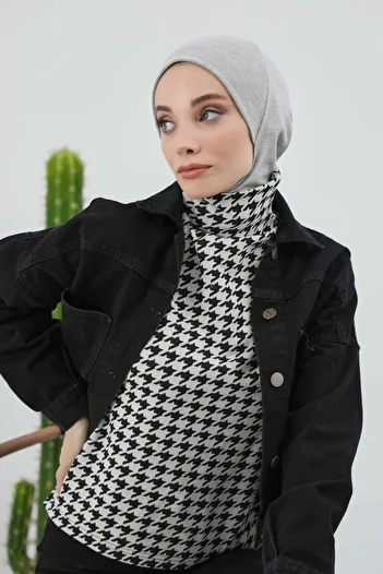 Aisha's Design Winter Hijab Bonnet, Tb-5Rb, Gray Melange