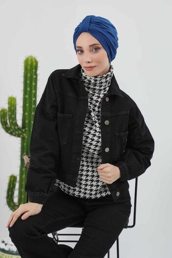 Aisha's Design Winter Bonnet with Front Belt Detail,B-68Rb,Dark Blue