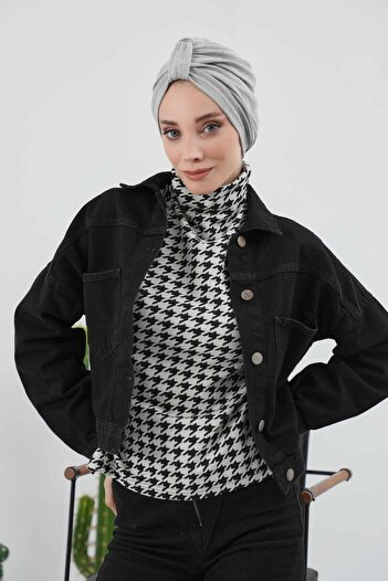 Aisha's Design Winter Bonnet with Front Belt Detail,B-68Rb,Grey Melange