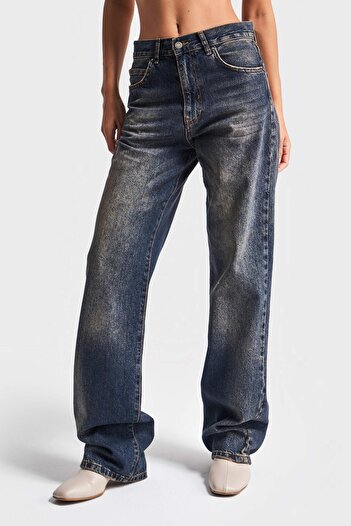 its basic Dámská tmavá barva Lora Loose Fit 100% bavlna Ortabel Denim