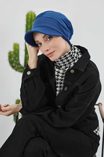 Aisha's Design Winter Hat with Visor, B-73Rb, Dark Blue