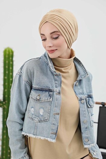 Aisha's Design Pleated Winter Bonnet,B-13Rb,Beige