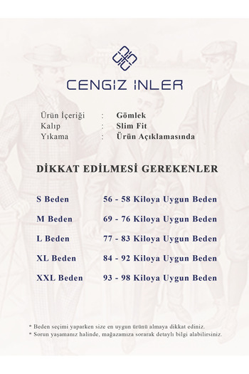 Cengiz İnler Cengiz Inler Standard Collar Plain Slim Fit Men's Cotton Shirt