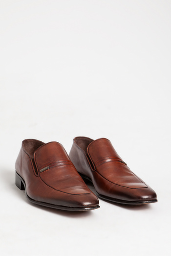 Dericlub Men's Classic Leather Sole Leather Shoes - Osc 445 Tan