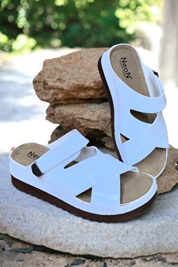 Neon Shoes Papuci de zi cu zi pentru femei Budi, eleganti, confortabili, cu talpă anatomică ortopedică, din piele artificială, papuci pentru acasă