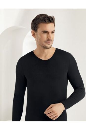 Şahinler Men's Long Sleeve V-Neck Lycra Single Jersey Undershirt Me074