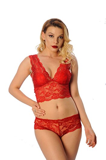 Sistina Red Bralet Lace Bra Set 2' Li - 6255 - Size Standard 1492636707