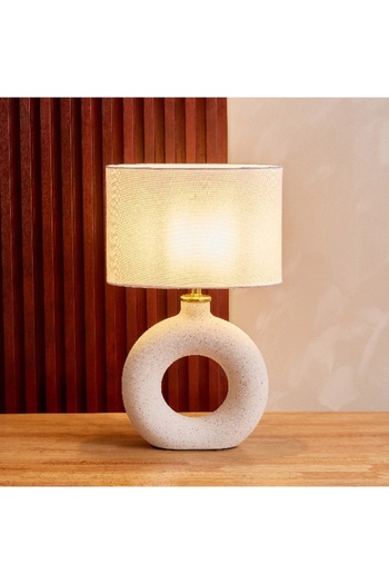 Home Box Novalie Ceramic Table Lamp with Linen Shade - 48 cm