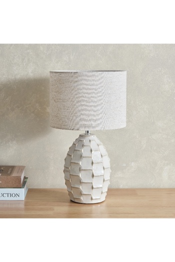 Home Box Amelie Table Lamp with Ceramic Base and Linen Shade - 42 cm