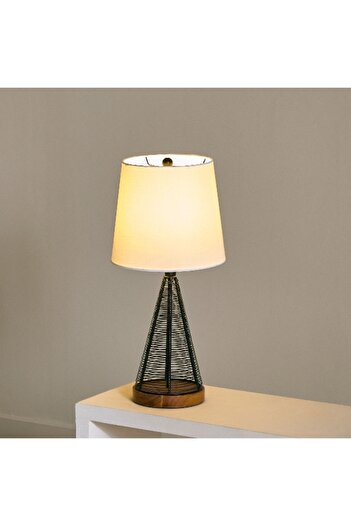 Home Box Aron Metal and Wooden Lamp with Fabric Shade - 26x53 cm