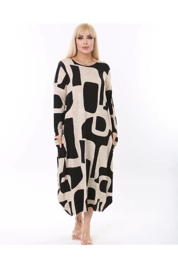 özle fashion Women's Plus Size Jumbo Long Sleeve Designer Dress