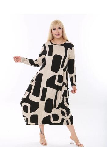 özle fashion Women's Plus Size Jumbo Long Sleeve Designer Dress
