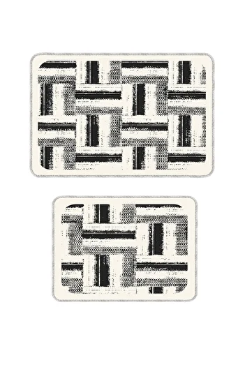 BigArts Home Decorative Modern Design Non-Slip Base Washable Set Beige Bath Mat 50X60-60X90 cm