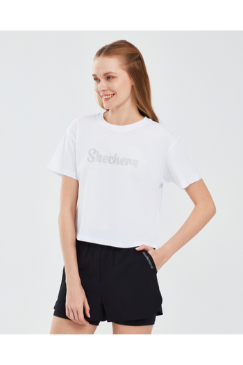 SKECHERS Γραφικό μπλουζάκι W κοντομάνικο γυναικείο λευκό μπλουζάκι S241212-100