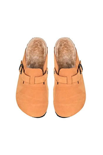 Moosefield Genuine Leather Tan Plush Home and Outdoor Slippers