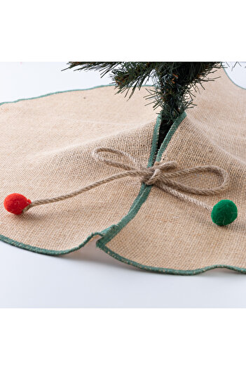 Bimotif Christmas Pine Tree Cover, Jute with Overlock Edge, Green 90 cm