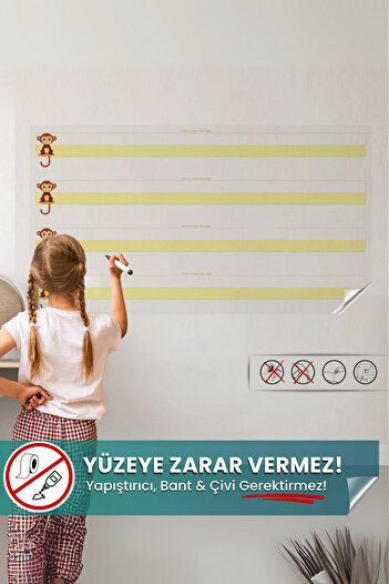 Pi Papers Yeni Müfredata Uygun Kılavuz Çizgili Yazı Tahtası, Yapışkansız Tutunan Sihirli Akıllı Kağıt Tahta