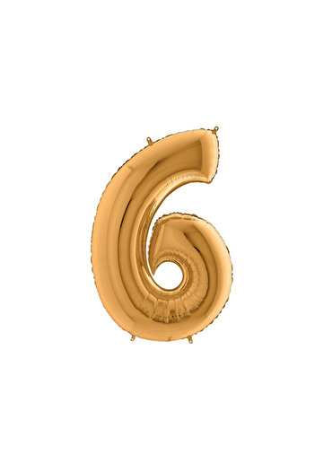 Bimotif Number foil balloon 40inc, Gold, size 6 1 piece