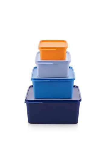 Tupperware Mango Set of 4 500 Ml, 1.2 L, 2.5 L, 5 L Blue and Navy Blue Leak Proof Practical Storage Containers