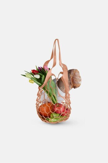 Tchibo Leather Net Shopper Bag 24 H x 47 L x 13 W cm, Tan