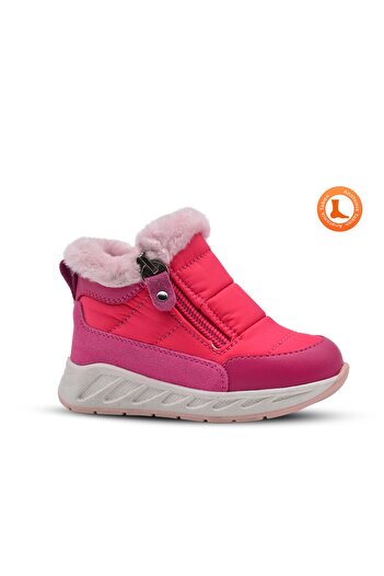 kids A more Fuchsia Manarola Girl's Boots - Parachute Fabric with Double Zipper and Plush Fur