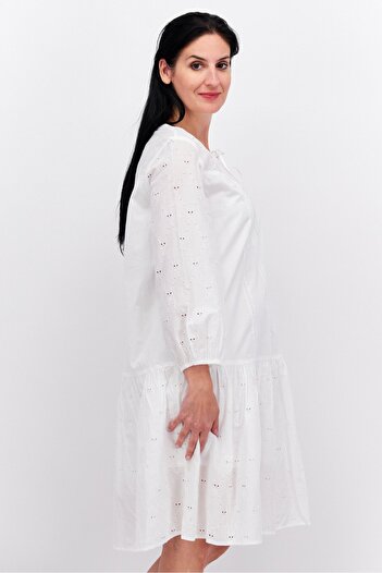 Esprit Women Textured Midi Dress, White