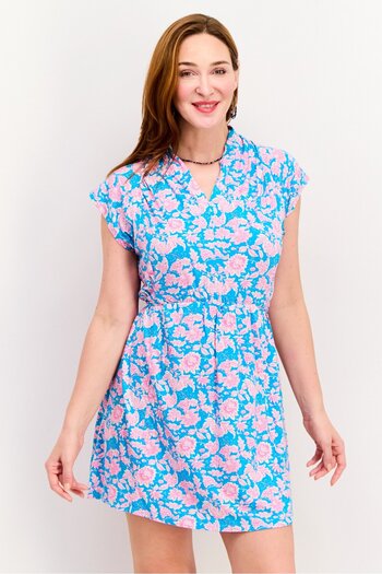 French Connection Women Floral Print Mini Dress, Blue