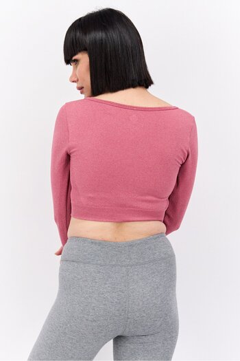 New Look Women Sportswear Outdoor Crop Top, Heather Red
