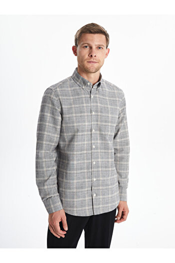 LC Waikiki LCW Regular Fit Довгорукавна сорочка в клітинку з габардину для чоловіків