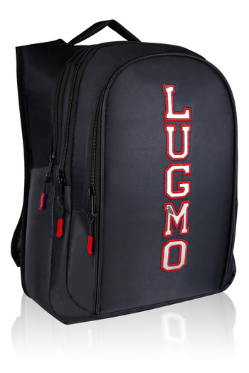 LUGMO Red Three-Compartment School and High School Bag - With Back Support and Emblem