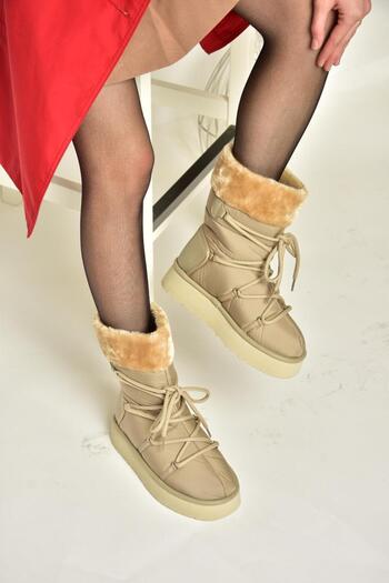 Fox Shoes Τ 476383004   Μπεζ υφασμάτινες μπότες χιονιού