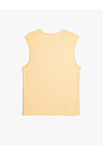Koton Basic Sleeveless T-Shirt with Hollow Sleeve Label Detail and Crew Neck