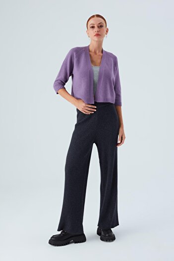Peraluna Reglan Sleeve Cashmere Blend Short Women's Knitwear Bolero - Dark Lilac