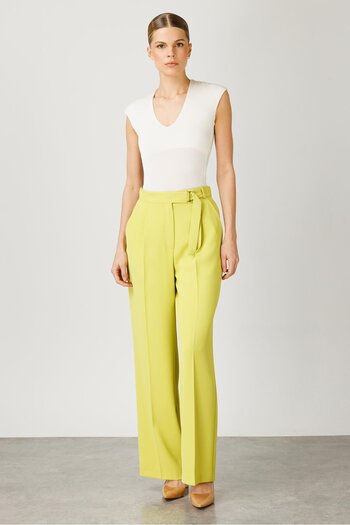 Moda İlgi Acid Modailgi Belt - Metal Buckle and Belted Pleated Trousers 7571